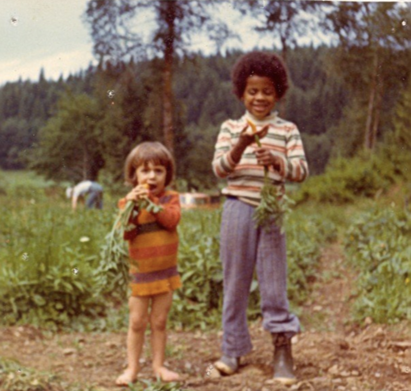 Me and my sister at the farm, circa 1977